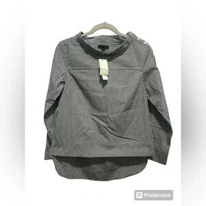 J crew size 2 XS NWT Boat neck blouse high low hem black and white